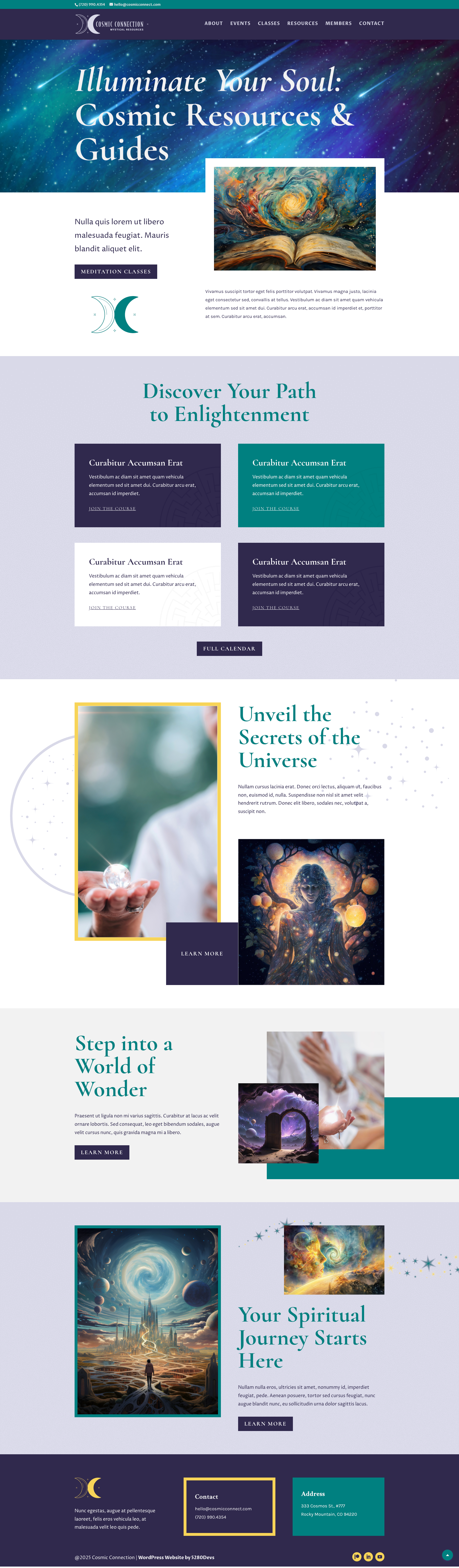 Preview of the Cosmic Connection Homepage design.