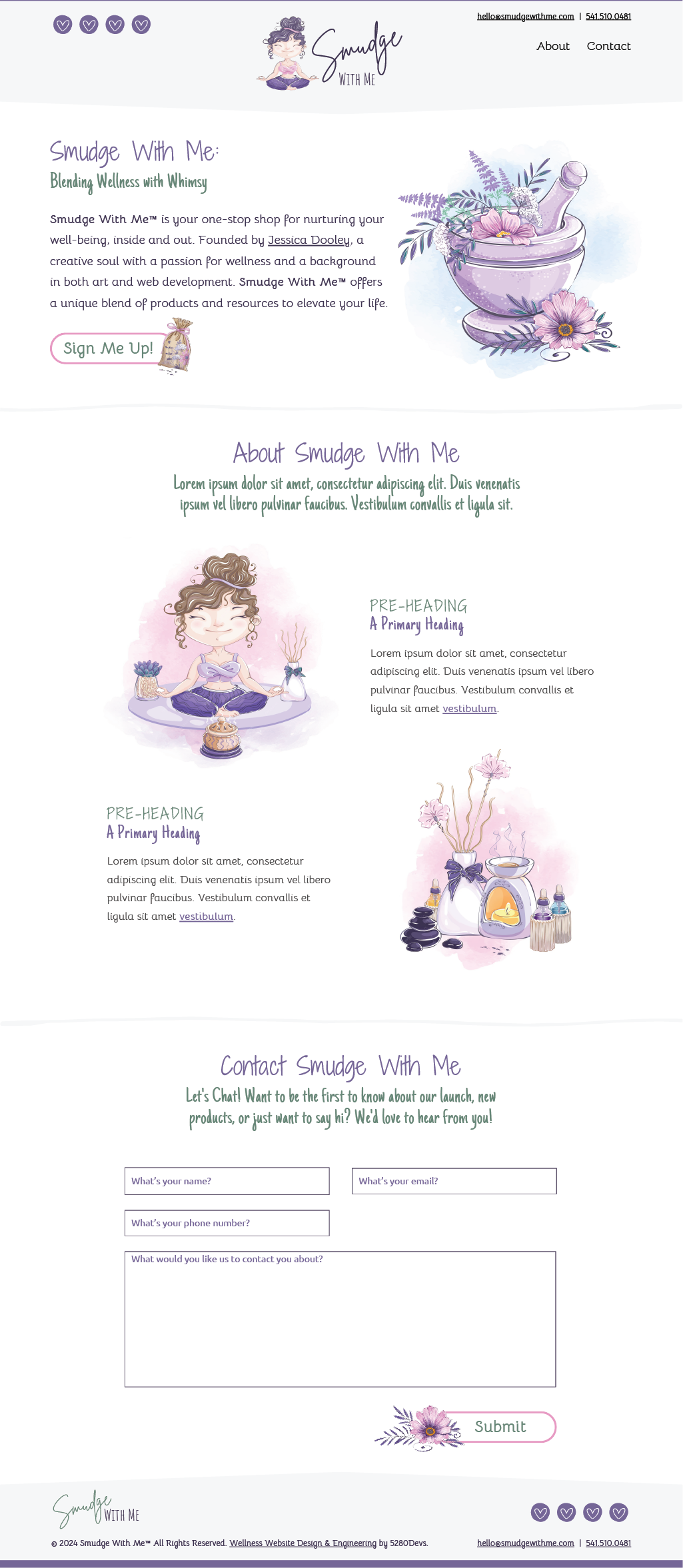 Smudge With Me™ temporary website page thumbnail.